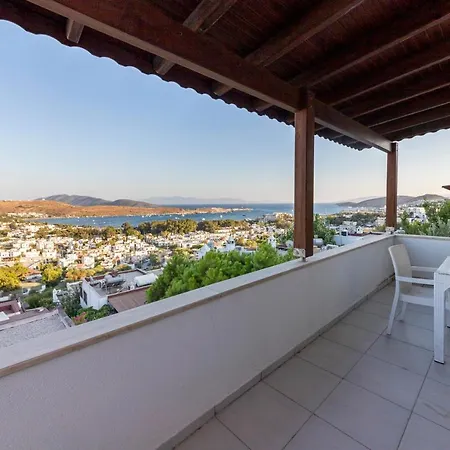 Colorful House With Magnificent Sea View Near Beach In Bodrum